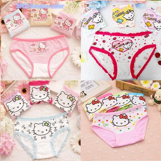 Babyfashione 3pcs Hello Kitty dibujos animados ropa interior mujeres niñas bragas íntimos algodón lindo color aleatorio