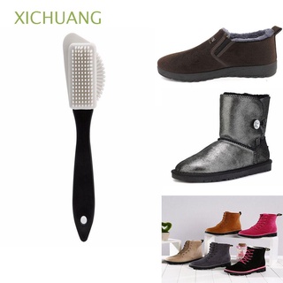 xichuang útil s forma zapatos limpieza 3 lados zapatos cepillo 15.70*4.20*3.20cm plástico negro botas suaves nubuck suede/multicolor
