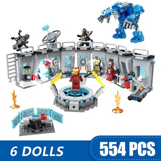 608PCS Compatible Lego IronMan Hall of Armor Marvel Super Heroes Vengadores Pequeños Bloques De Construcción Juguetes Para Niños DIY