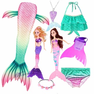 Bañador de cola de sirena para niñas, traje de baño con aleta Monofin, muñeca de sirena, novedad