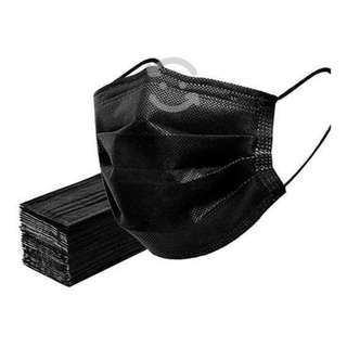 Mascarilla desechable Cubrebocas Tapabocas termosellado tricapa Negro 50 piezas (5)