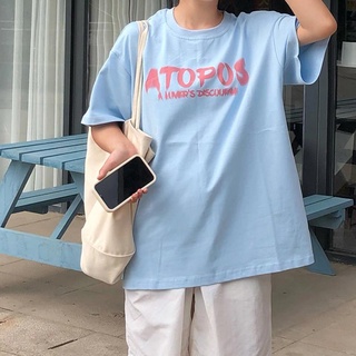 (Listo Stock) Algodón Puro ins Moda Camiseta De Manga Corta Mujer Estudiante Versión Coreana Suelta Simple Sty