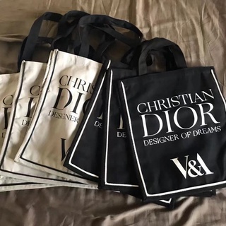 DIOR V&A Tote Bag Shopping Bag D Shoulder Bags Canvas Storage Bag Black White