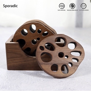 Sporadic Japanese Sandalwood Lotus Root Coaster Wood Heat Insulation Coaster Kung Fu Tea Coaster