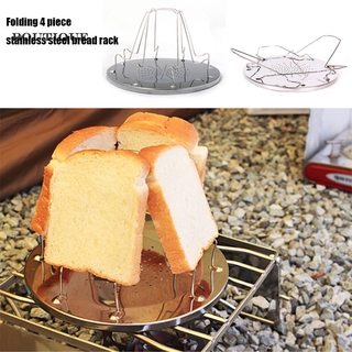 Preferente 4 Slice Foldable Stove Bread Toaster Stainless Steel Cookware for Caravan Hiking Camping Alta satisfacción