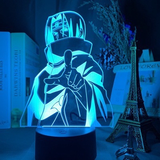 Lámpara 3D Naruto Anime luces nocturnas LED iluminación Uchiha Itachi acrílico decoración del hogar luz de escritorio