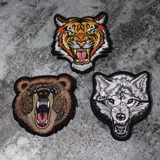 parches bordados de oso tigre lobo insignia militar emblema 8 cm diy accesorio aro y bucle