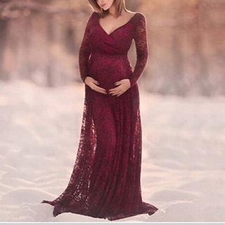 Mujeres Maternidad Fotografía Vestido De Encaje Largo Para Madre Embarazo