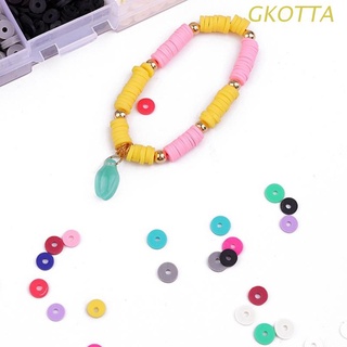 GKOT Clay Beads Clay Spacer Beads Pendant and Jump Rings Jewelry Making Bracelets 6mm Flat Round Polymer Clay Spacer Beads
