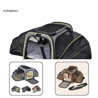 midnightsex_ Portable Pet Carrier Cat Carrier with Expandable Mesh Windows Waterproof for Travel