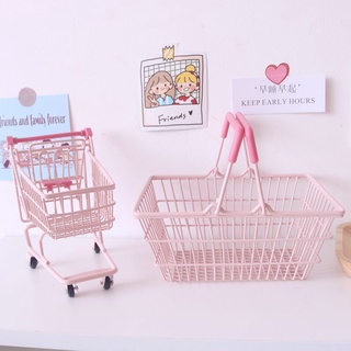 nuevos productos Estilo coreano ins rosa carro mini carrito de compras linda chica creativa corazón accesorios para fotos adornos de carro