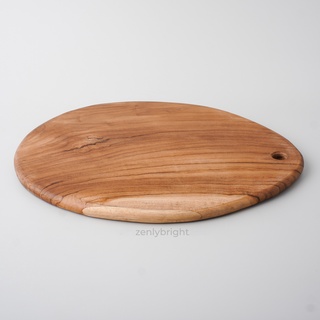 Tabla de cortar de madera de teca ovalada S | Tabla de cortar oval talla S