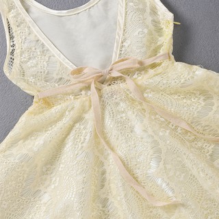 bebé niñas encaje amarillo princesa verano floral sin mangas vestido formal vestido de fiesta (9)