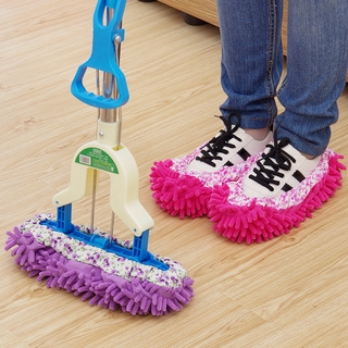 1PC Chenille Lazy frepping zapatilla cubierta limpia piso extraíble y lavable zapatillas de fregona (4)