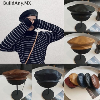 [buildany] sombrero de boina vintage para mujer, piel sintética, diseño de boina, regalos de invierno [mx]