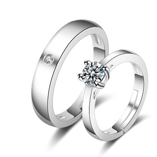 Anillo de pareja de acero inoxidable con pedrería ajustable anillos de boda para amantes de Color