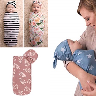 ledmarket 2 unids/Set bebé pañales manta rayas patrón fotografía Prop elástico recién nacido recepción manta con sombrero para accesorios de bebé (3)