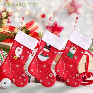 SIMILARLETTER Navidad Medias de Navidad Ciervo Decoracion Arbol De Navidad Bolsas de calcetines de caramelo Alce Monigote de nieve Hogar Lindo Ornamento Papá Noel Bolsillo de regalo