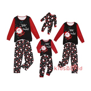 KidsW-Matching Family Christmas Pajamas, Casual Long Sleeve Santa Print Tops +