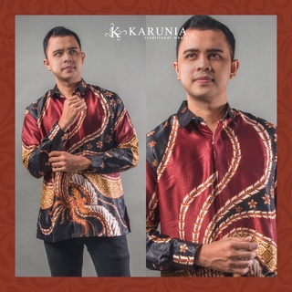 Karunia Batik camisa hombres tres colores S - XL para ropa de trabajo/vestidos de fiesta (KR0421-11)