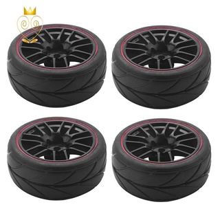 4 llantas de rueda de cubo de 12 mm y neumáticos de goma para rc 1/10 en carretera touring drift car r (1)