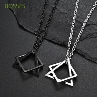BOSSES Simple clavícula cadena estilo viento frío colgante collar geométrico pareja triángulo minimalista collar para hombres cuadrado aleación moda joyería