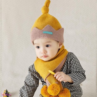 Invierno niños caliente de punto sombrero y bufanda de dos piezas conjunto naranja (1)