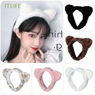 ITLIFE Fashion Headband Cute Cat Ears Hairband Plush Head Hoop Women Makeup Wash Face Wide Side Simple Hair Accessories/Multicolor