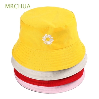 MRCHUA moda de doble cara Casual pescador gorra cubo sombrero mujeres hombres verano al aire libre plegable algodón sombrero de sol margaritas/Multicolor