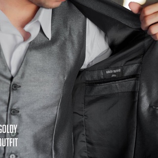 (Titleawal) Pantalones y chalecos gris oscuro brillante de alta calidad trajes - GOLDY OUTFIT (2)