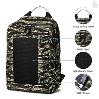 Solar Power Outdoor-Charge Backpack with USB Port Waterproof Breathable Travel Bag Camouflage Large Capacity Backpacks