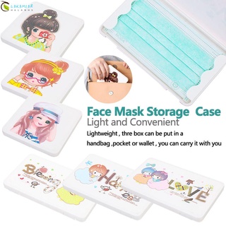 LEKEMIER Moda F. Caja de máscara No contaminante Organizador de viajes Recipiente de dibujo animado Carpeta de|Portátil Plástico Polvo Caja vacía