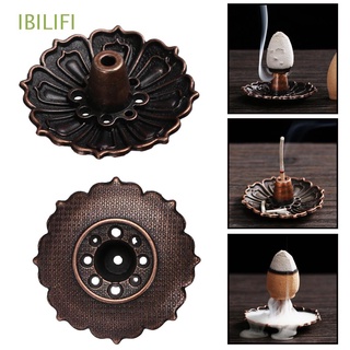 IBILIFI 9 agujeros titular de vaporización incensario incienso incensario aromaterapia forma de flor palo y placa de cono estatua de loto (1)