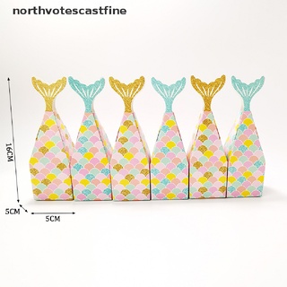 northvotescastfine 10pcs cola de sirena de papel caramelo caja de regalo bolsas de palomitas cajas de niños pequeña sirena nvcf (3)