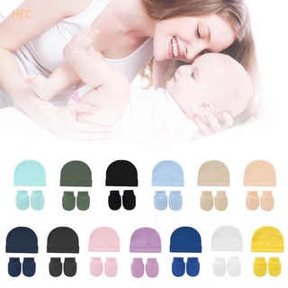 Guantes para bebé hec/recién nacidos De algodón Anti rayaduras+sombrero