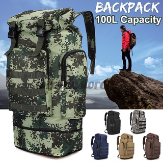 100L Nylon Outdoor Backpack Rucksack Camping Hiking Bag Travel
