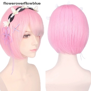 floweroverflowblue hajimeru isekai seikatsu rem ram twins azul rosa cosplay peluca +pins fiesta nuevo ffb