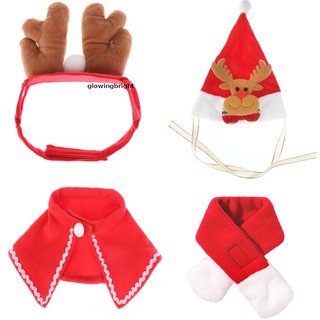 [glowingbright] Conjunto de disfraces de navidad cachorro 4 paquetes de gato de navidad Santa sombrero, bufanda, reno