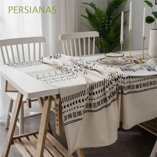 persianas decoración del hogar mantel a prueba de polvo bohemio mesa de comedor restaurante impermeable algodón lino blanco y negro cubierta de mesa