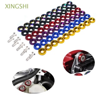 XINGSHI Auto Accessaries Car Modified Washer Aluminum JDM Washer Car Modified Bolts Bumper Car Fender 10PCS M6 Engine styling Car Fasteners License Plate Bolts/Multicolor (1)