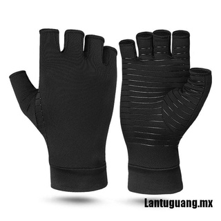 [Lantuguang]guantes de compresión de fibra de cobre para alivio del dolor articular/terapia antideslizante de medio dedo