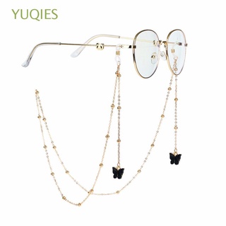 YUQIES Colorful Metal Glasses Chains Temperament Butterfly Neck Strap Women Trend Bead Alloy Simple Eyewear protection Hanging Rope