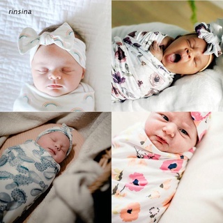 rin 2 unids/set bebé recién nacido recibir manta diadema conjunto bebé floral envolver envoltura saco de dormir kit de banda de pelo
