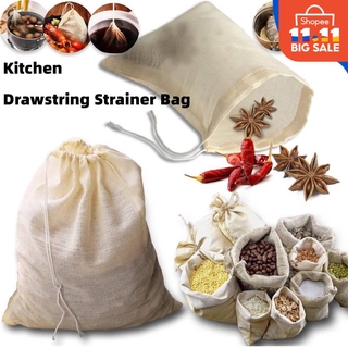 Colador de cocina con cordón 1Pcs reutilizable de algodón de malla fina bolsa de sopa bolsas de té vacías hierbas bolsas de cocina filtro de especias alimentos bolsa separada