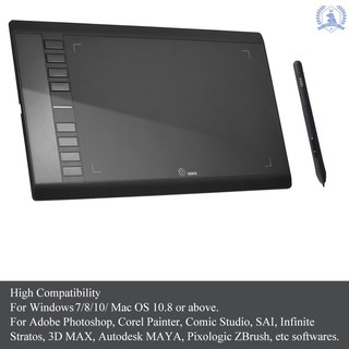 Tableta Ugee M708 tarjeta Gráfica de dibujo con batería sin batería pasivo Pen 8192 presión 266rps 10x6 pulgadas Para Windows Para Mac Os (4)