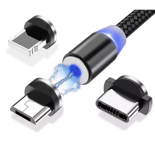 Cable 3 en 1 tipo C, micro usb, cable lighting, nailon trenzado, carga magnética cable carga rápida USB