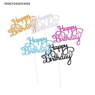 [Macrosuccess] 1 PCS Glitter Paper Happy Birthday Cake Topper Cupcake Dessert Decor Supplies VNXM