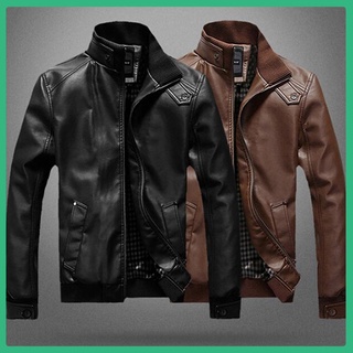 Centrarse en dar regalos Chamarra De cuero negra De motocicleta para hombre/chaqueta De cuero