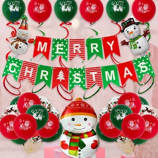 Js 52 unids/Set completo feliz navidad papel de aluminio globo conjunto de árbol de navidad Santa Claus muñeco de nieve