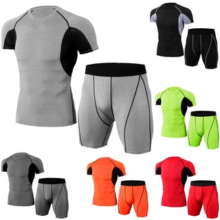 [Disponible En Inventario] Camiseta Elástica De Secado Rápido Para Hombre/SEM/Pantalones Cortos/Traje Ajustado Deportivo